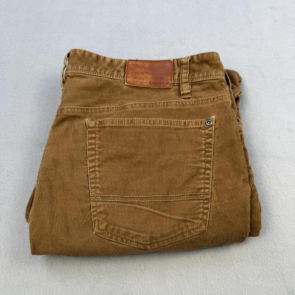 Orvis Pants Mens 40x30 Brown Five Pocket Corduroy Stretch Khakis Casual